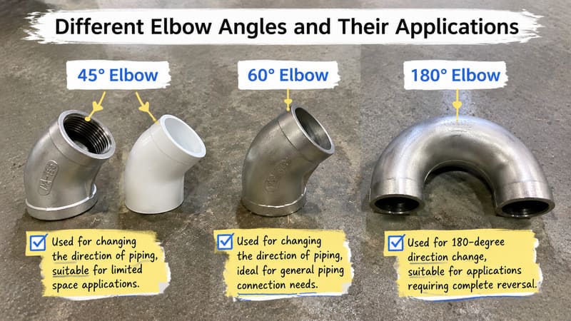 45, 90, and 180 degree elbow